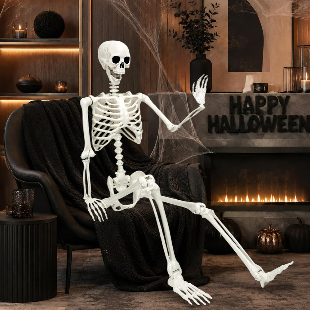 5.4Ft Halloween Skeleton Decorations Life Size: Posable Skeleton Decor