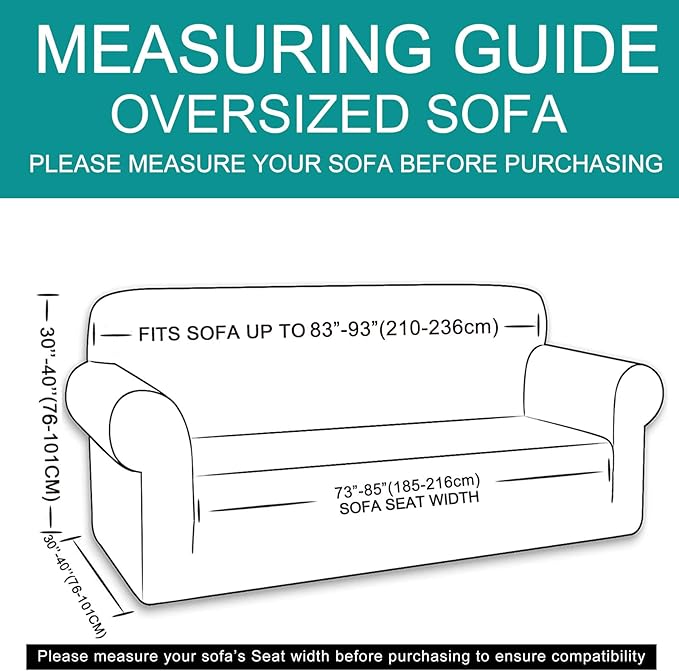 U-NICE HOME Oversized Stretch Sofa Slipcover, Soft Jacquard Fabric Couch Cover