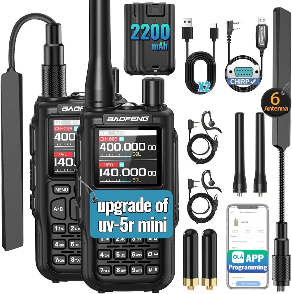 BAOFENG Radio UV-5R Mini-5 Ham Radio Handheld Rechargeable Walkie Talkies Lon...