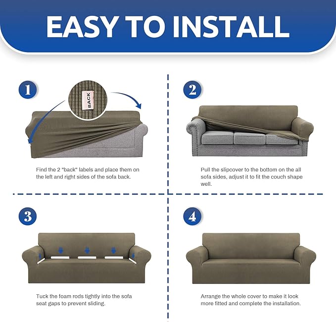 KEKUOU Stretch Oversized Sofa Slipcover 1 Piece Couch Sofa Cover Furniture - Image 5