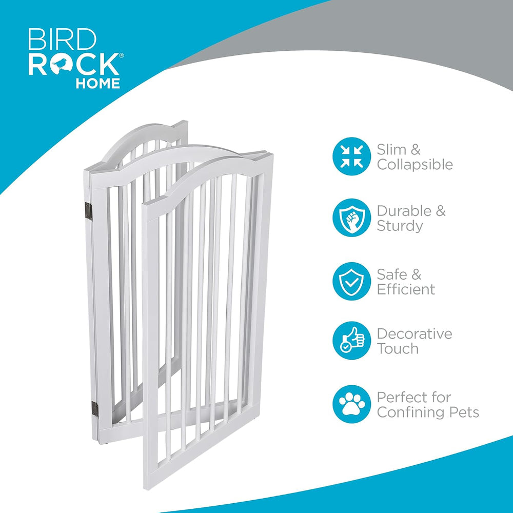 INTERNET'S BEST Arched Top Dog Gate | 3 Panel, 36" H Wooden Pet Barr...