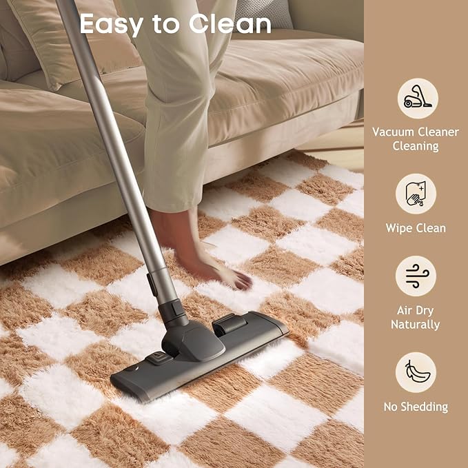 Ophanie Checkered Beige & White Rug - Image 6