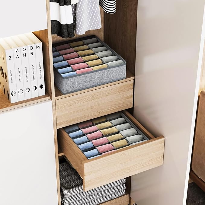 Joyoldelf Sock Drawer Organizer Underwear Organizer, 24 Cell Collapsible Closet - Image 7