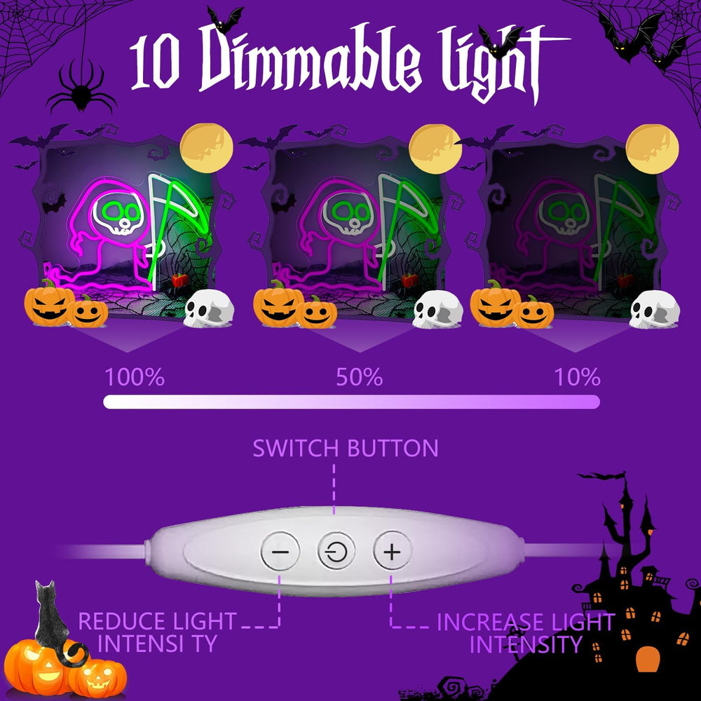 Halloween Grim Reaper Neon Sign for Wall Decor Ghost Led Sign Animated Looks ...