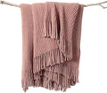 lifein Pink Throw Blanket for Couch, Soft Boho Decor Bed Throw, Cozy Chenille by lifein