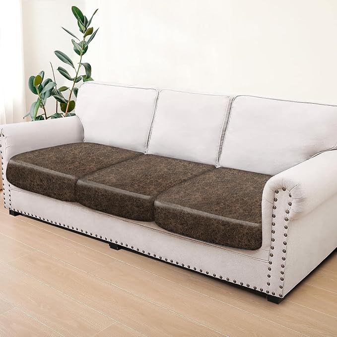 Leather Look Couch Cushion Covers Sofa Seat Slipcovers Sets Couches Furniture - Image 7