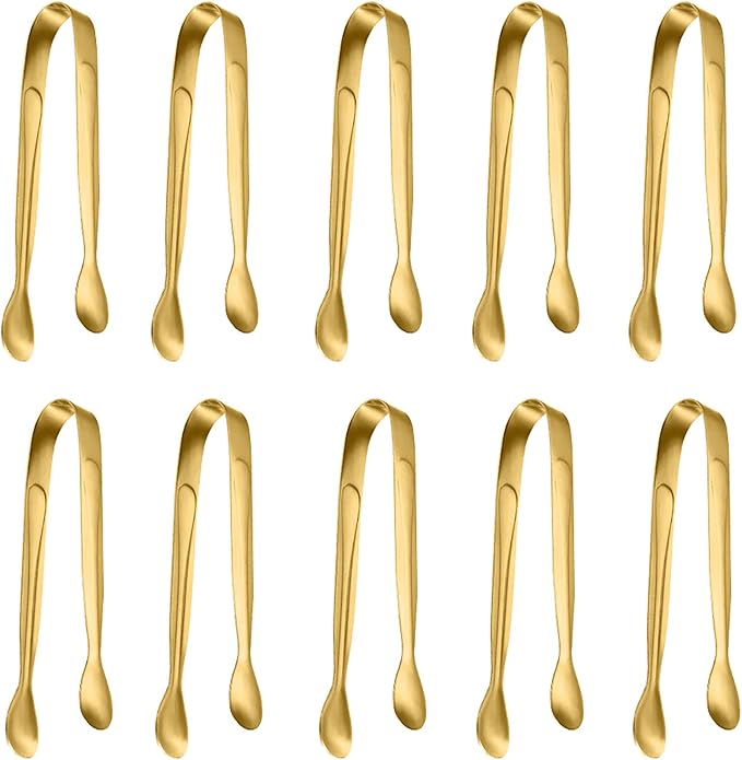 10 Pack Small Ice Tongs Sugar Tongs, Stainless Steel Mini Serving Appetizers by TOUGS