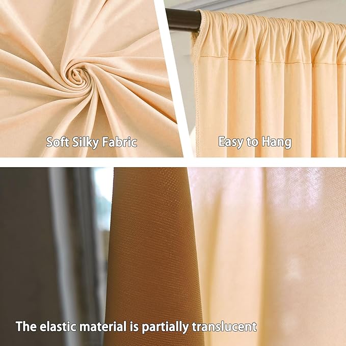 10 x 7 Feet Champagne Backdrop Curtain for Partie, Background Curtains for Ph...