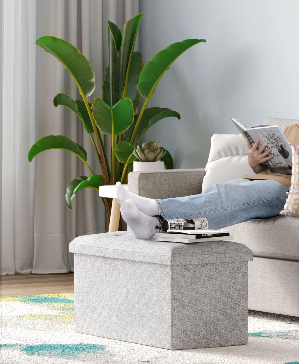 OS MOTOR Folding Storage Ottoman Bench, Dark Gray, 30 Inches | Multi-Function...