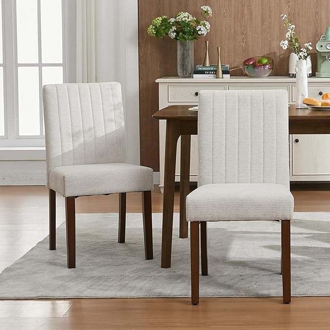 Upholstered Dining Chairs Set of 6, Modern Fabric Kitchen Side Chairs with St...
