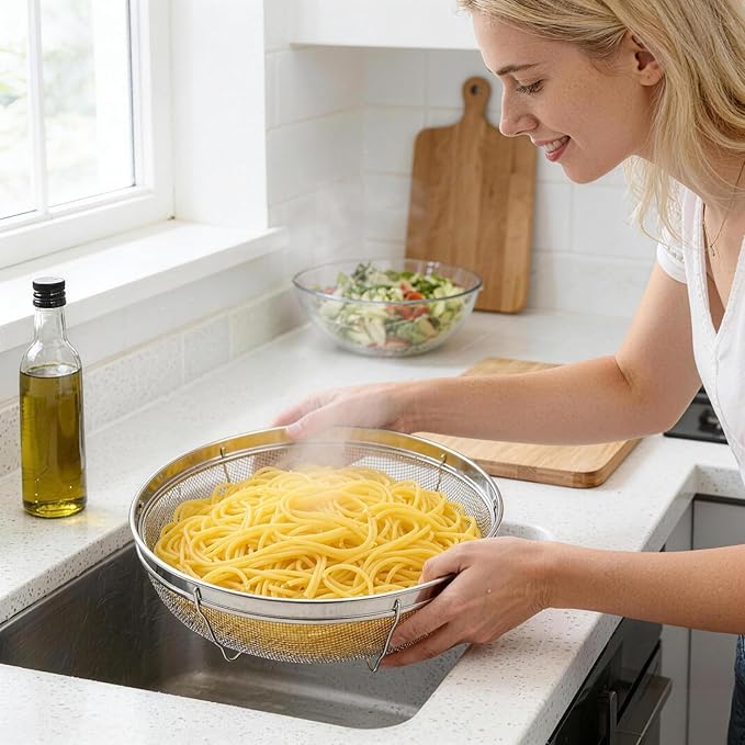 Fine Mesh Strainer for Kitchen, Stainless Steel Colander Bowl for Pasta - Image 7
