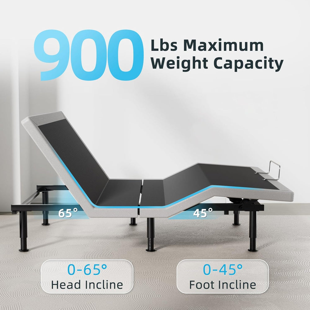 Heavy Duty King Adjustable Bed Frame, Wireless Remote, Dual USB Ports,Ergonom...