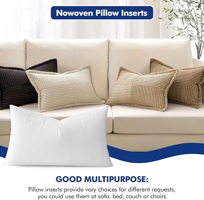 MIULEE Pillow Insert 16x24 Inch, Decorative Rectangle Throw Pillow Inserts - Image 4