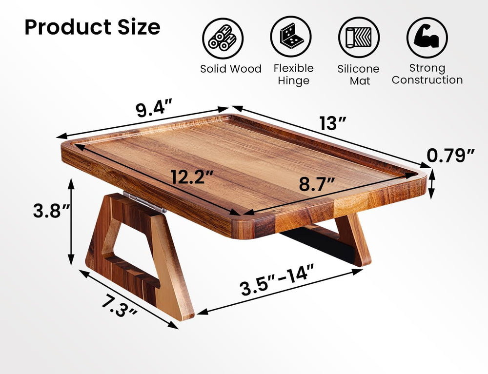 2 Pack Acacia Wood Couch Arm Tray,Couch Tray,Folding Sofa Armrest Trays,Couch...