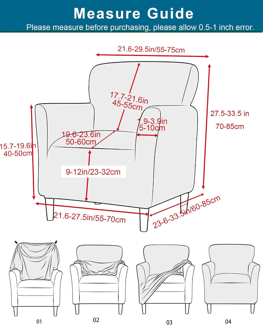 CRFATOP Stretch Accent Chair Covers for Living Room Office, with Arms,B56