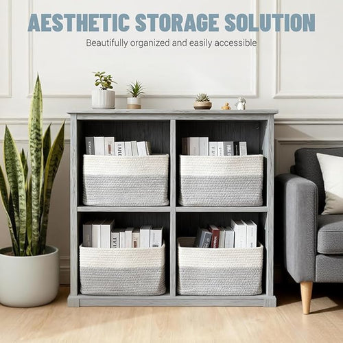 5 Pack Woven Storage Baskets for Shelves, Decorative Basket Closet Organizer - Image 2
