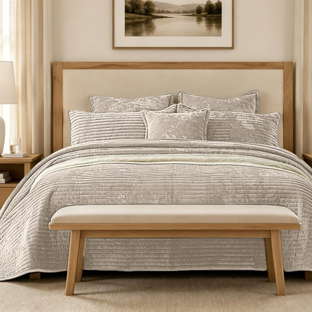 California King Quilt 106x118 Velvet Bedspread with Shams