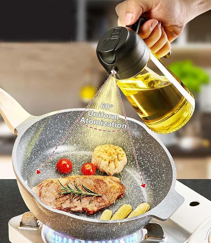 Oil Sprayer for Cooking 2 in 1 Olive Dispenser Bottle 16oz/470ml Kitchen - Image 4