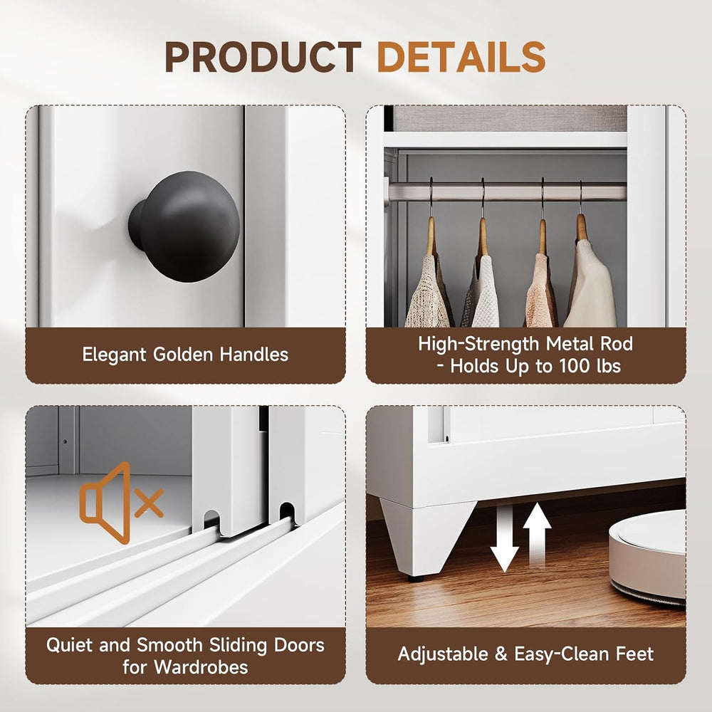 Armoire Wardrobe Closet,20" Deep Armoire Wardrobe Cabinets with Sliding ...