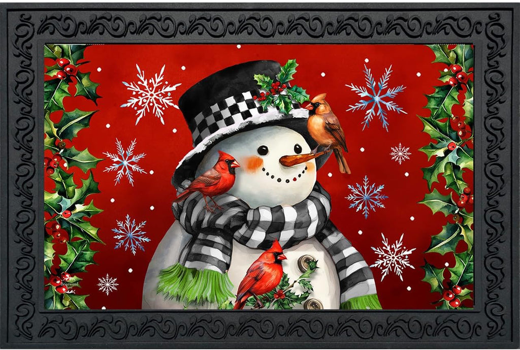 Briarwood Lane Winter Doormat 30x18 Indoor Outdoor Snowman with Cardinals for Winter Doormat