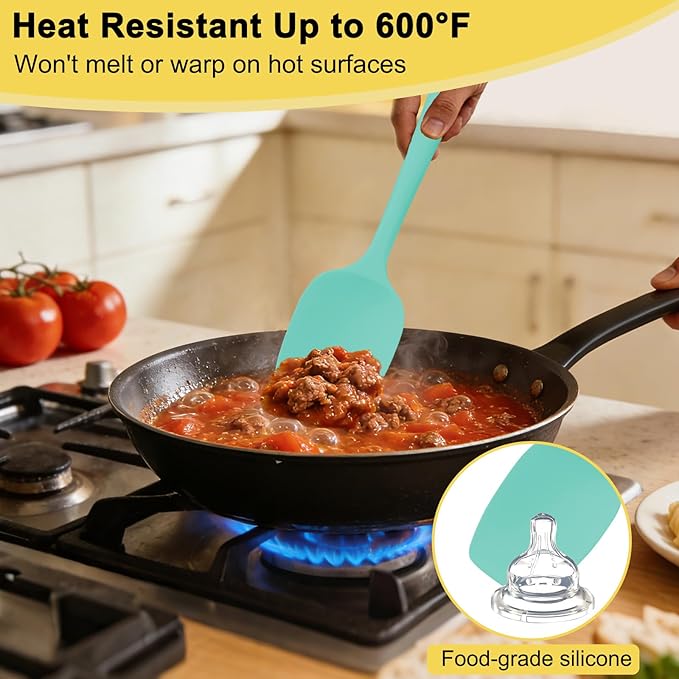 4 Pcs Silicone Spoon Spatula Set, 11.4 In, Food Grade Rubber Spatulas - Image 3