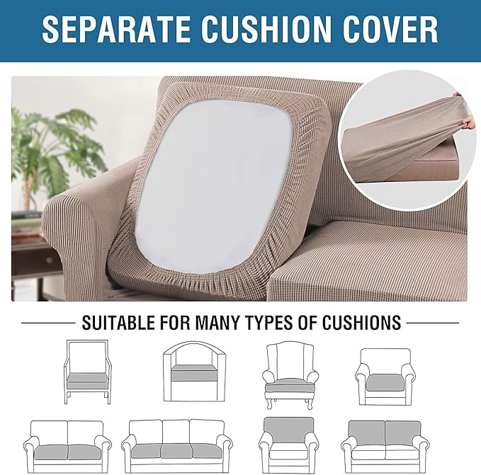 4 Piece Stretch Sofa Covers for 3 Cushion Couch Covers Furniture Slipcovers - Image 7