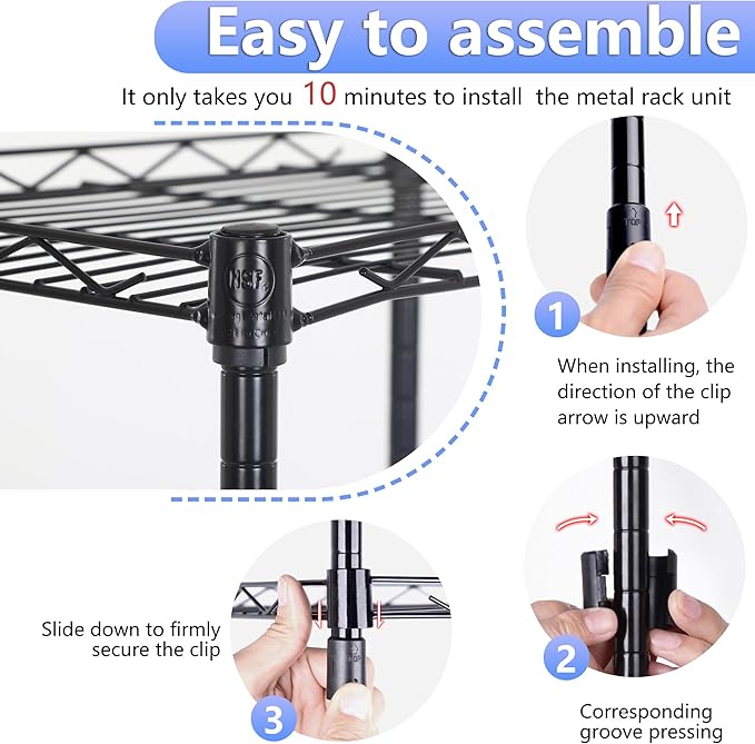 BestOffice | 6-Tier Wire Storage Shelves | 17x12x64 | Black |