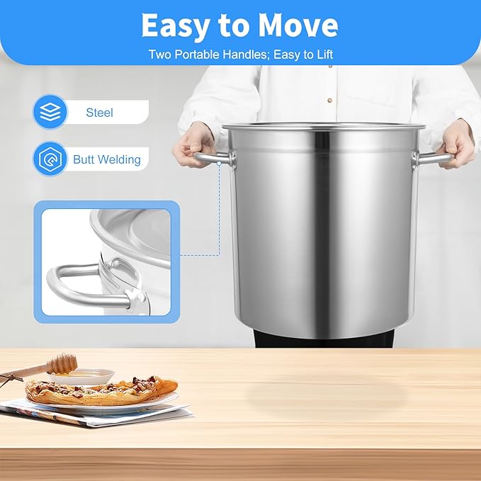 35L/30Qt Stainless Steel Stockpot, Kitchen Soup Big Cooking, Commercial Heavy - Image 5