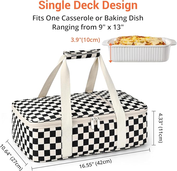 Insulated Casserole Carrier for Hot or Cold Food, Pie Carrier Bag Lunch Bag - Image 2