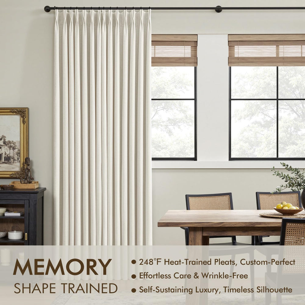 MIULEE Natural Pinch Pleated 100% Blackout Linen Curtains 40x90 Inches