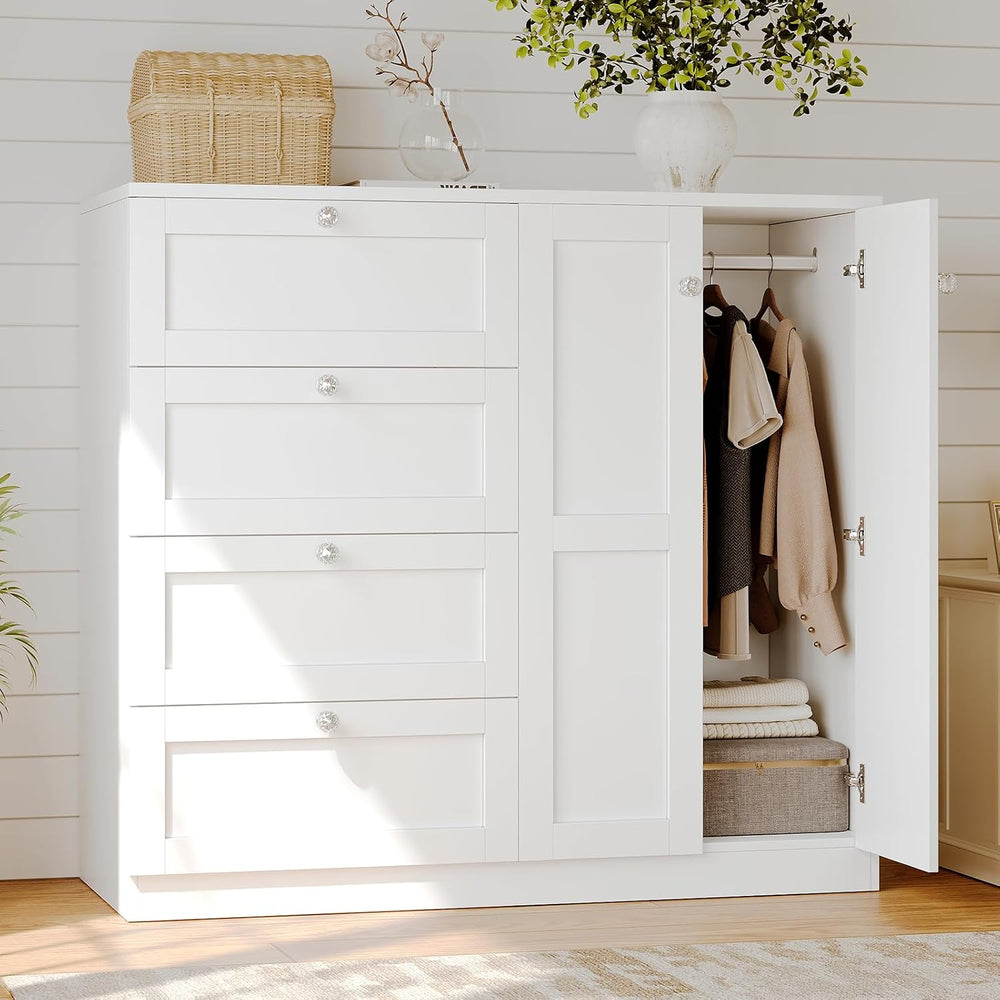 VOWNER 43''H Armoire Wardrobe Closet with 4 Drawers and 2 Doors