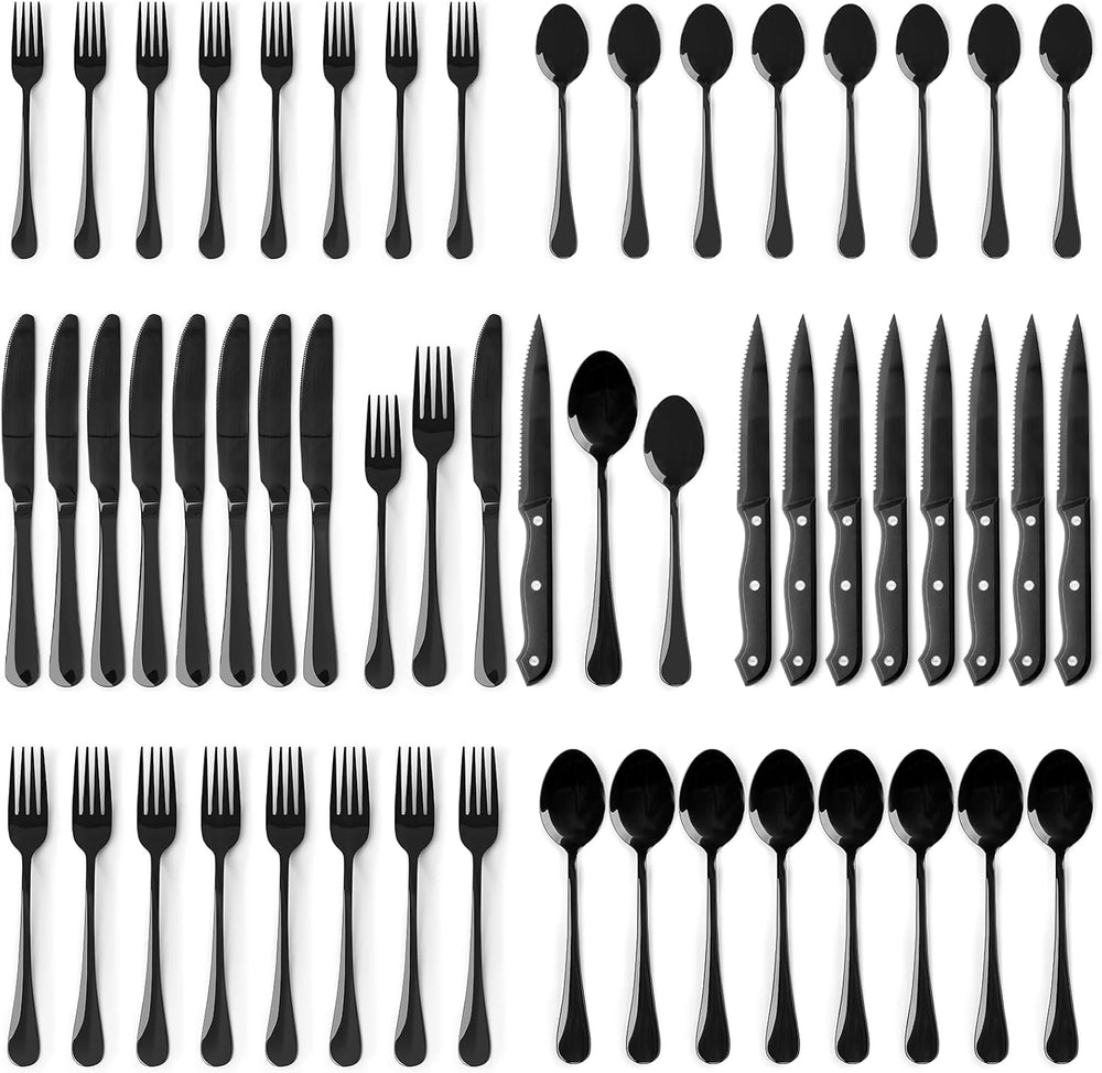 Astercook Silverware Set 48-Piece Black Flatware Set