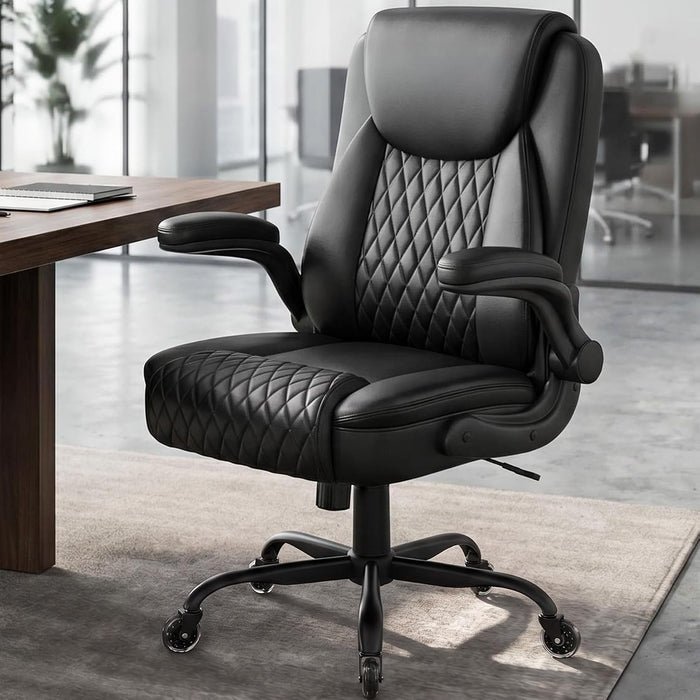 GTPOFFICE Executive Office Chair, Ergonomic PU Leather Desk Chair,Pro Black