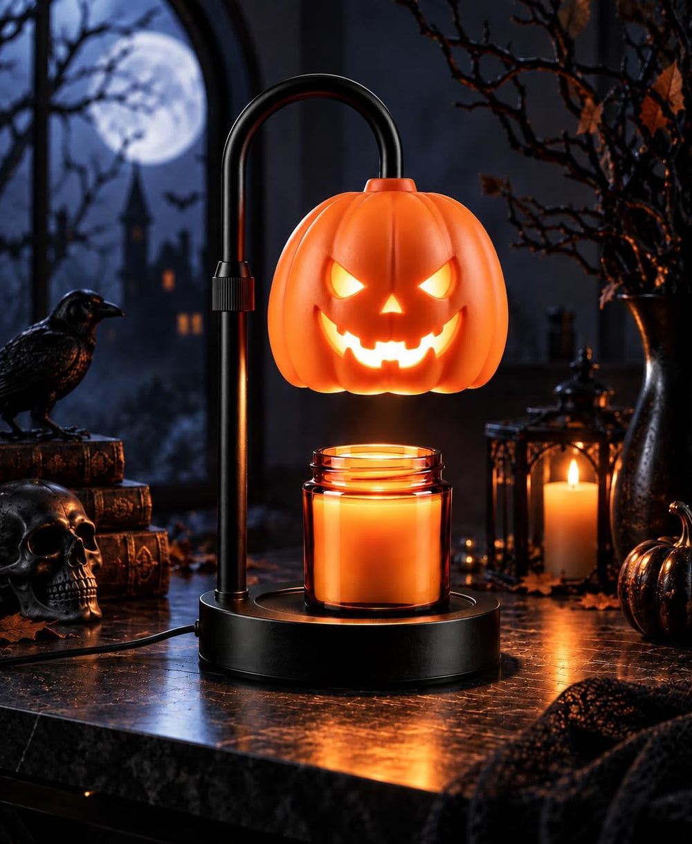 Pumpkin Halloween Candle Warmer Lamp,Spooky Gothic Home Decor with Timer &amp...