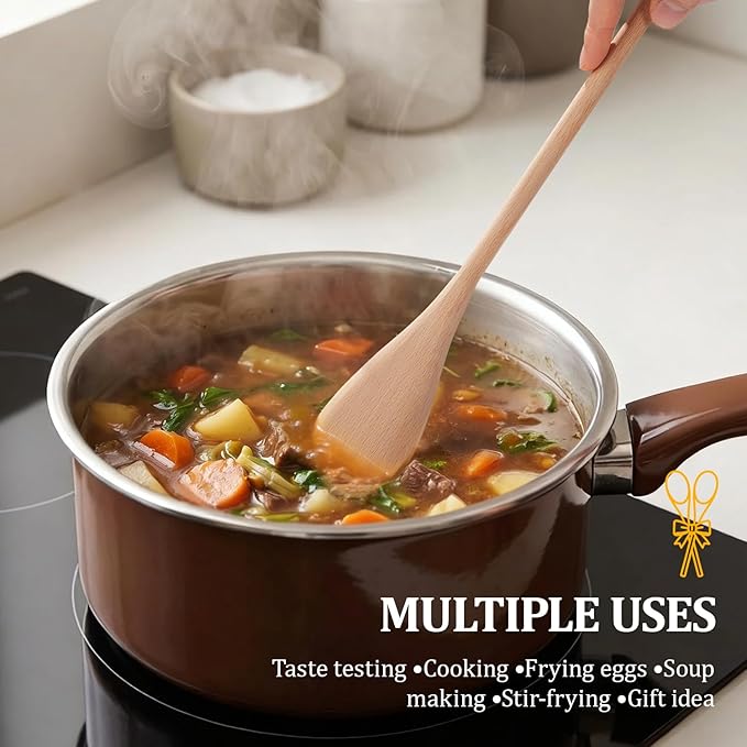 12 Pcs Wooden Spoons for Cooking, MORGLES 14-Inch Serving Spoons for Stirring - Image 6