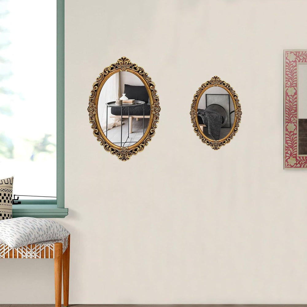 OIGUMR Small Oval Wall Mirror Resin Frame Size：15 x 10.7 inch