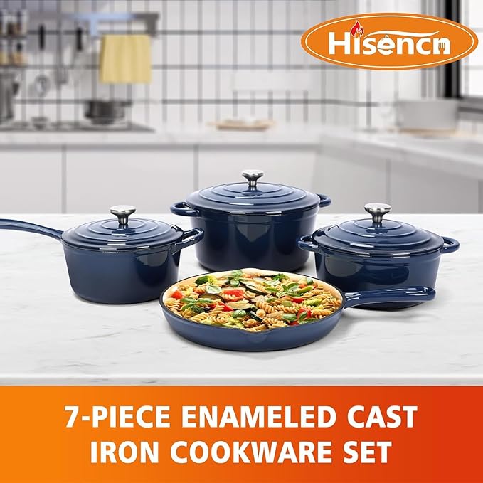 Hisencn Enameled Cast Iron Cookware Set