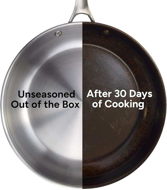 STRATA Carbon Steel Clad 8.5" Frying Pan Skillet, 3-Ply Carbon Steel Cookware - Image 6