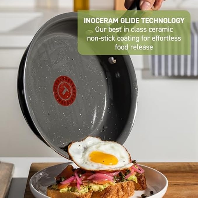 T-Fal Preserve Ceramic Nonstick Frying Pan 2-Pc Set, 8.5" & 11", Oven Broiler - Image 3