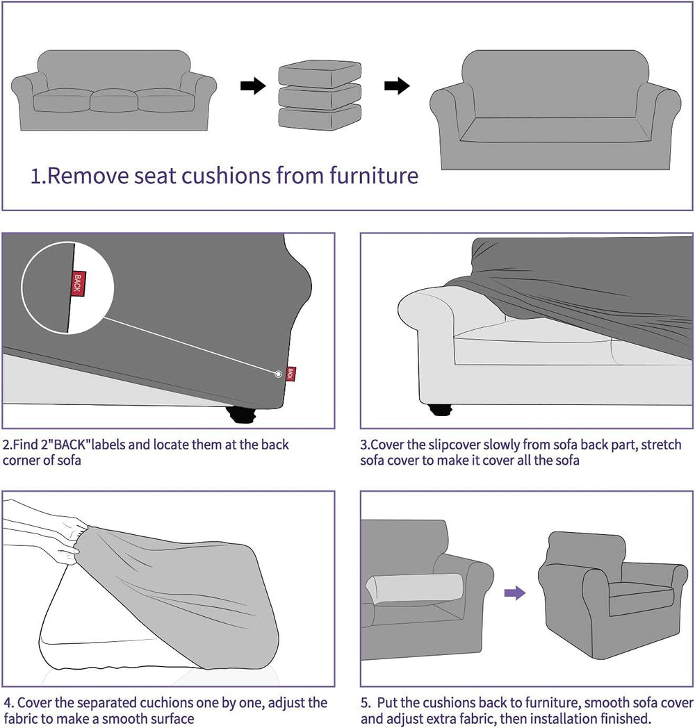 ZNSAYOTX 2 Piece Chair Covers for Living Room with Arms Anti Slip Stretch Arm...