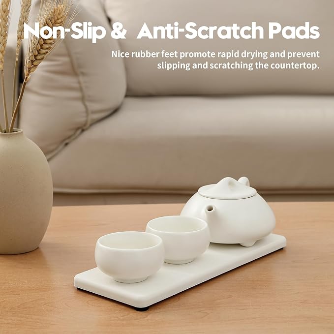 2PCS 10"x 5" Large Bathroom Sink Vanity Trays, Water Absorbing Diatomite Stone - Image 6