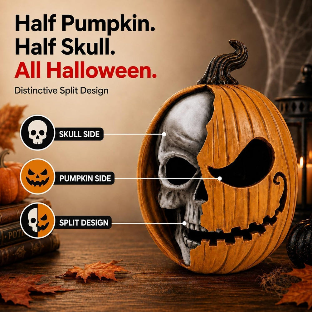 Led Light Up Jack O Lantern, Pumpkin Skull Halloween Decorations for Home