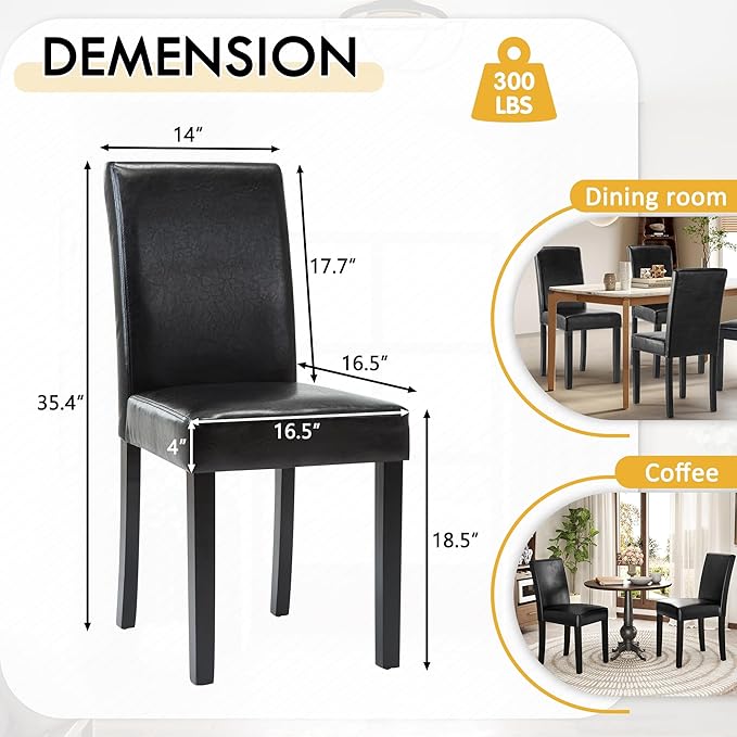 LSSPAID Dining Chairs Set of 4, PU Leather Padded Upholstered Modern Parson C...