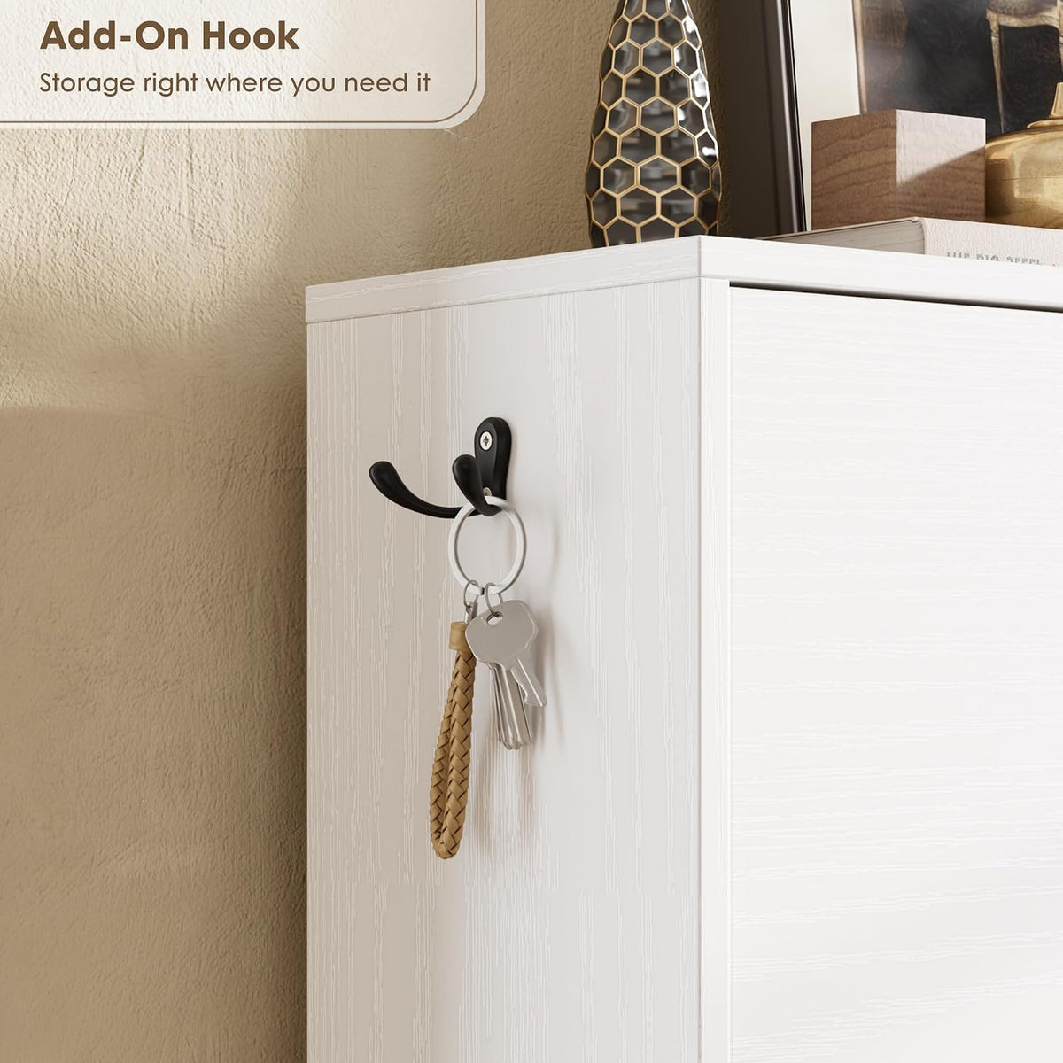 Shoe Cabinet with 3 Flip Drawers, Narrow Shoe Organizer Cabinet, Freestanding Shoe Rack Cabinet, Modern Shoe Storage Cabinet for Entryway, Hallway, Foyer, White