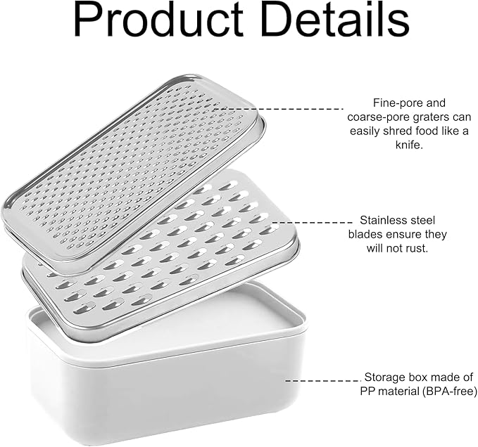 Cheese Grater With Container Box, Grater Cheese Shredder, 2 In1 Fruit Vegetable - Image 3