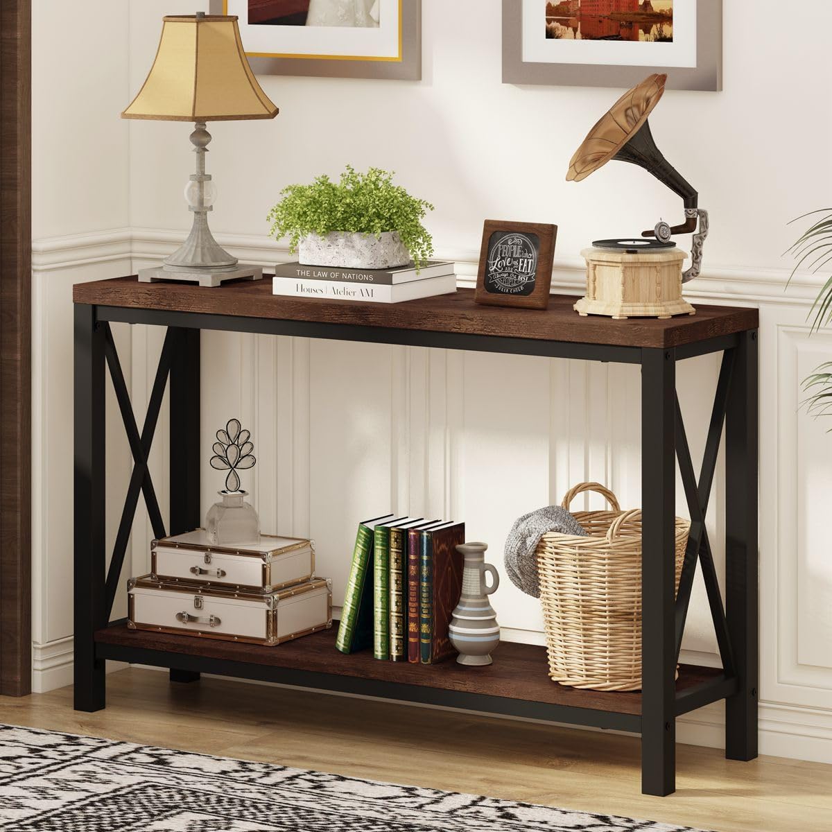 bon augure 2 tier console table for entryway, main product view