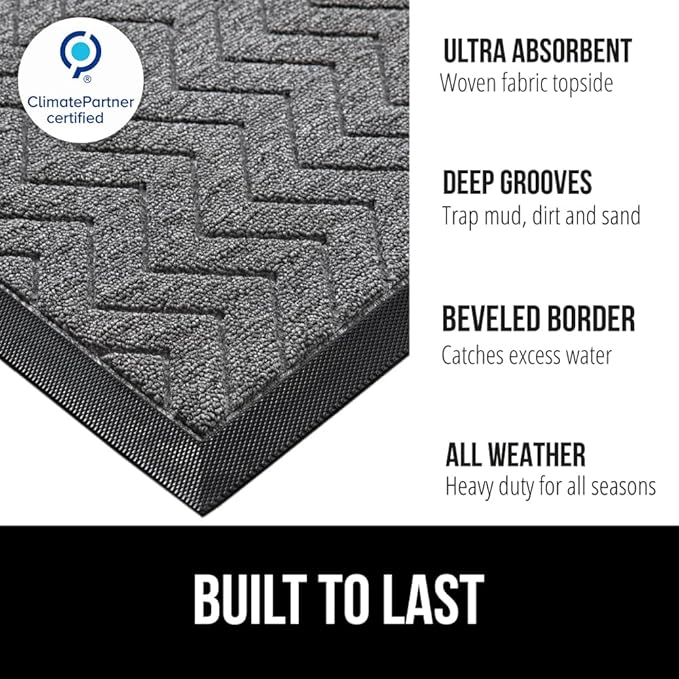 GORILLA GRIP 100% Waterproof All-Season WeatherMAX Doormat 35x23, US Designed - Image 2