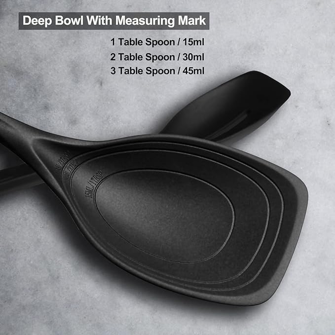 2 Pack Large Silicone Cooking Spoon, Non-Stick Slotted and Solid Spoon set - Image 3