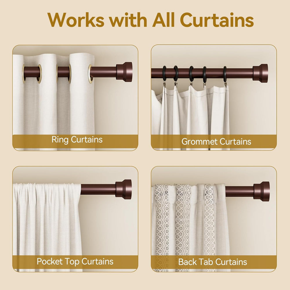 YaFex Curtain Rods 32-144 Inch, Heavy Duty 1 Inch Adjustable Curtain Rod for ...