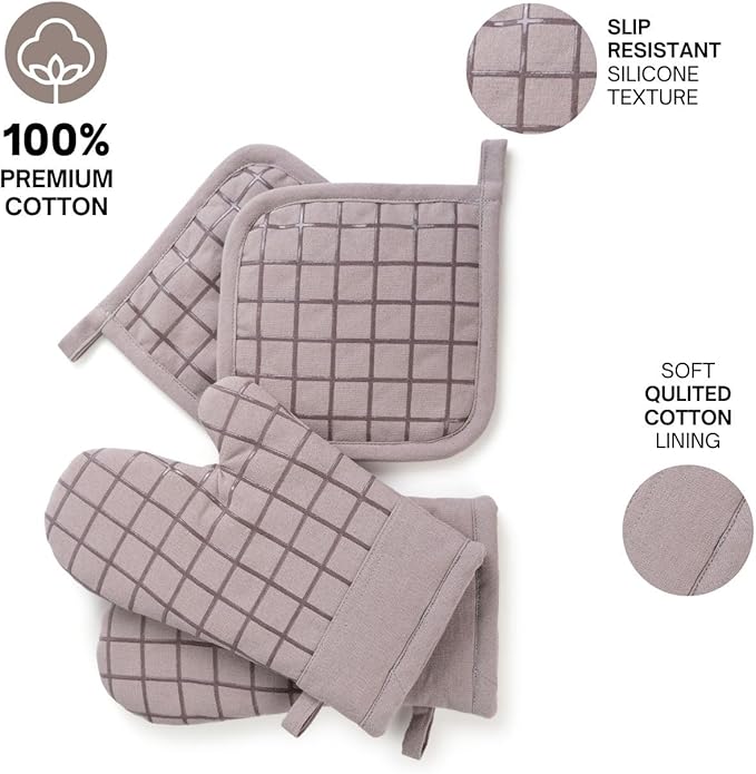 Oven Mitts and Pot Holders Set for Kitchen | 4 Pc Set| Heat Resistant Up to - Image 4